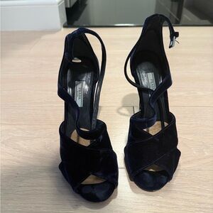 Prada Women's navy Velvet Heels